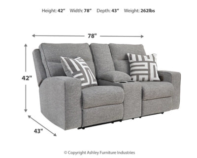 BISCOE/2RRM,2 Seater Power Recliner w/Console