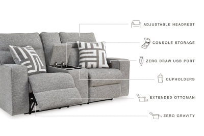 BISCOE/2RRM,2 Seater Power Recliner w/Console