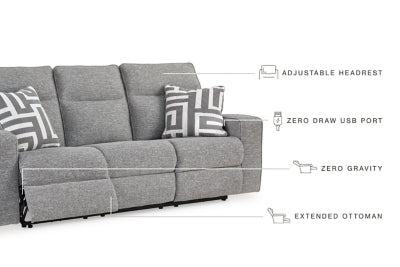 BISCOE/3RRM,3 Seater Power Recliner Adj Headrest